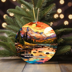 Ceramic Ornament, Rocky Mountain National Park Souvenir, Nature Lover Gift, Colorado Landscape Decoration, Tree Ornament