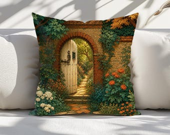 Secret Garden Gate pillow | Decorative Throw Pillow, Cottagecore Home Decor | 6 Sizes