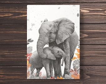 Elephant Mama and Calf Hardcover Journal | Matte Notebook, Safari Wildlife