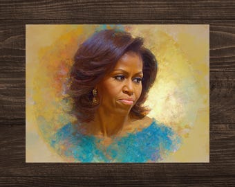 Michelle Obama Portrait Satin Poster Print, Inspirational First Lady Wall Art, 5 Sizes