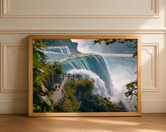Póster satinado de las Cataratas del Niágara, lámina decorativa fotorrealista de una cascada, 5 tamaños.