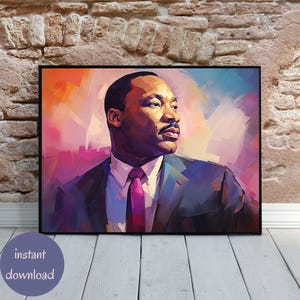 Impresión de retrato impresionista de Martin Luther King Jr.: tonos rosados (descargable)