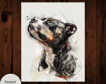 Abstract Dog Portrait Print: Minimalist Line Art (Digital Download)