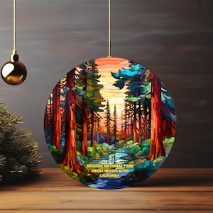 Ceramic Ornament, Sequoia National Park Decor, Sierra Nevada Gift, California Souvenir, Holiday Ornament, Car Hanger, National Park Keepsake