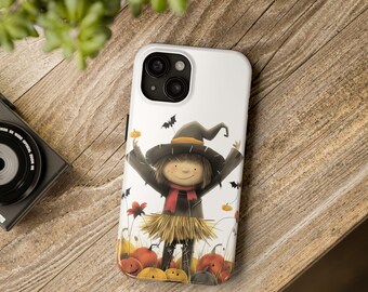 Scarecrow Girl Halloween Phone Case: Impact Resistant, Glossy Finish