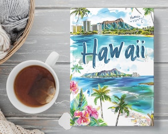 Hawaii Themed Hardcover Journal: Travel Diary, Mood Board, Sketchbook