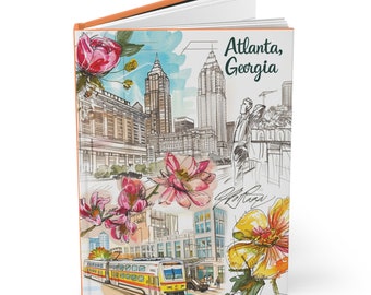 Diario del paisaje urbano de Atlanta: Tapa dura mate, estilo dibujado a mano - 150 páginas