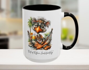 Funny Retirement Mug | Out of Office Indefinitely Boho Chicken Coffee Mug | Retirement Gift for Women | 2 Sizes | 12 options