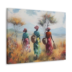 Xhosan Women Canvas Print: South African Plains Oil Painting