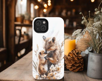 Funda para teléfono Quokka con diseño de madre y bebé: arte de vida silvestre, protección con estilo