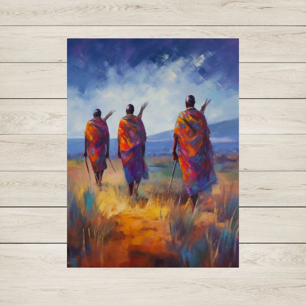 Enchanting Maasai Journey - Impressionistic Rolled Poster Print, Rolled Posters