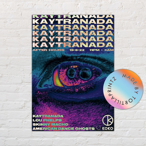 KAYTRANADA POSTER, DJ Gift, Concert Poster, Music Studio Décor, Colorful Song Writer Kaytranada Poster Print Wall Art Gift for Music Lover