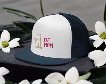 Stylisches Cap "Cat Mom" / Trucker Cap / Baseballmütze / Katze / Liebe / pefektes Geschenk für Katzen-Mamas / liebevolle Geschenkidee