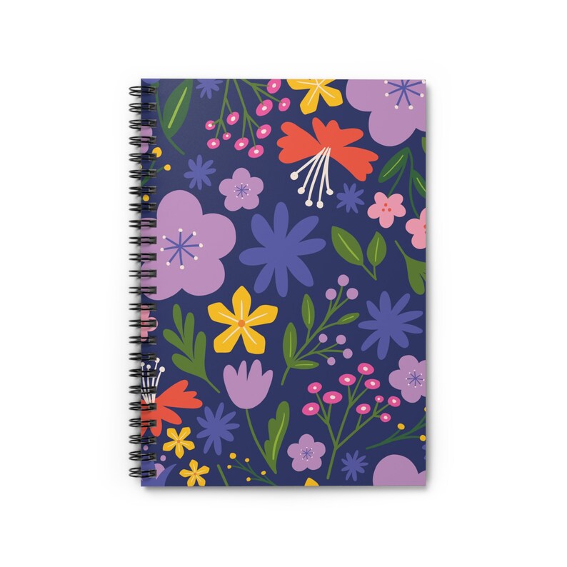 Floral Spiral Notebook, Flower Pattern Journal, Ruled Line Notebook - Etsy