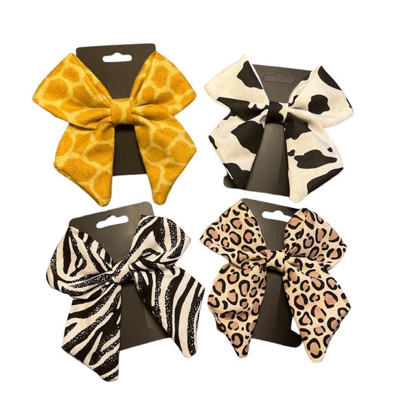 Animal Print Bows | Leopard Print Bows | Zebra Print Bows | Animal Print Hair Bows | Sailor Bows | Hair Clip | Hair Accessories