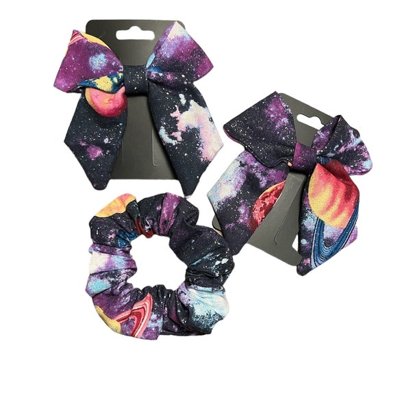 GALAXY HAIRBOWS | Outerspace sailor bows | Stars and Planets Hair Accessory