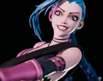 Jinx Paintable Figurine, Arcane League of Legends 3D Resin Print