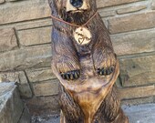 Standing bear in log Chainsaw Carved,Matthew