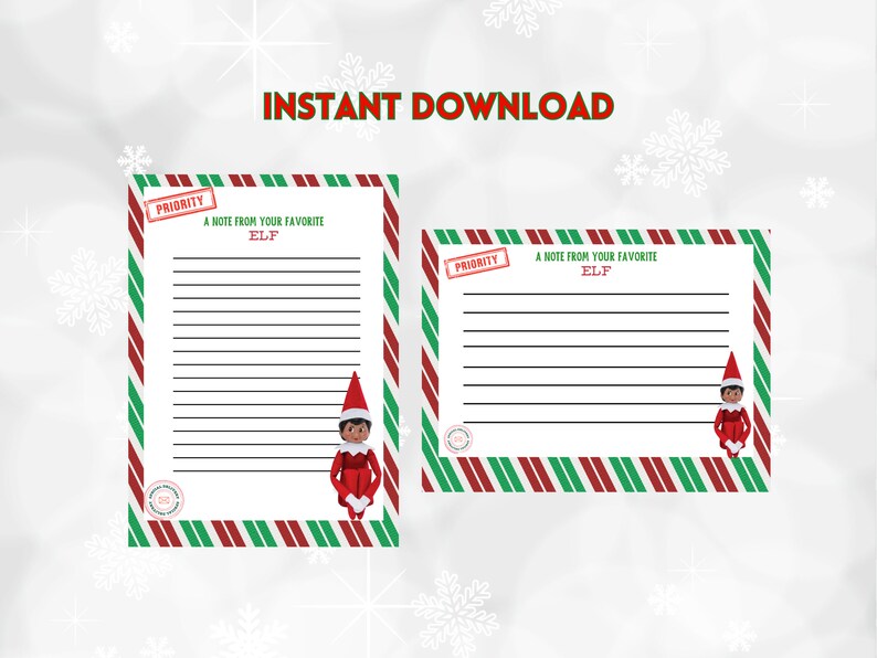 Elf Note Card Printable A Note From Your Elf Postcard Elf Mail Letter ...