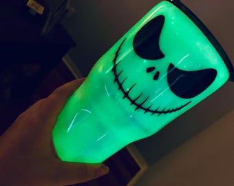 I Am a Nightmare Before Coffee Jack Skellington Inspired Glow In The Dark Sparkle Tumbler (30 Oz)