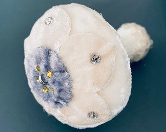 White Flower Velvet Mushroom Ornament