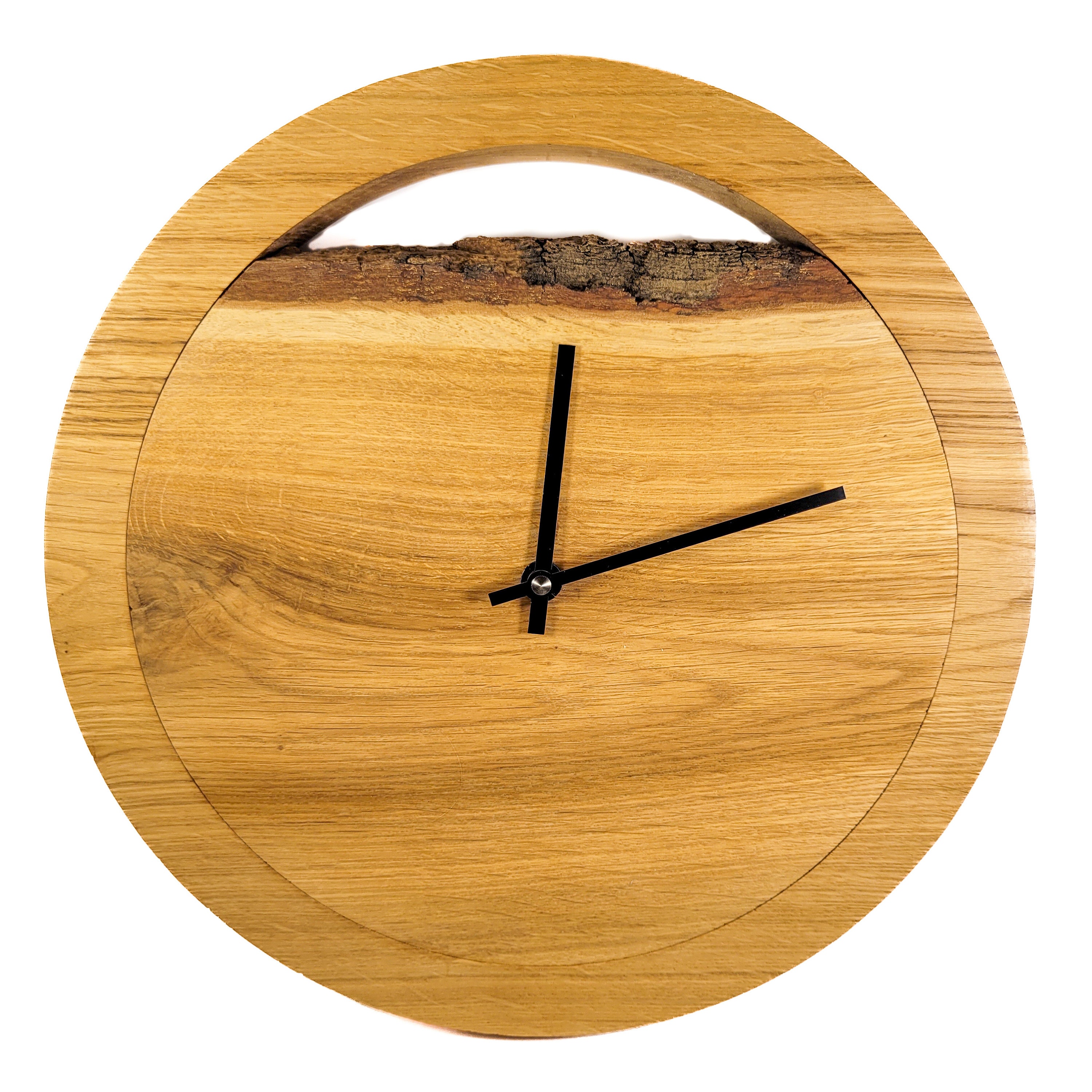 Modern Oak Wood Wall Clock 30 Cm Round Solid Wooden Clock Etsy