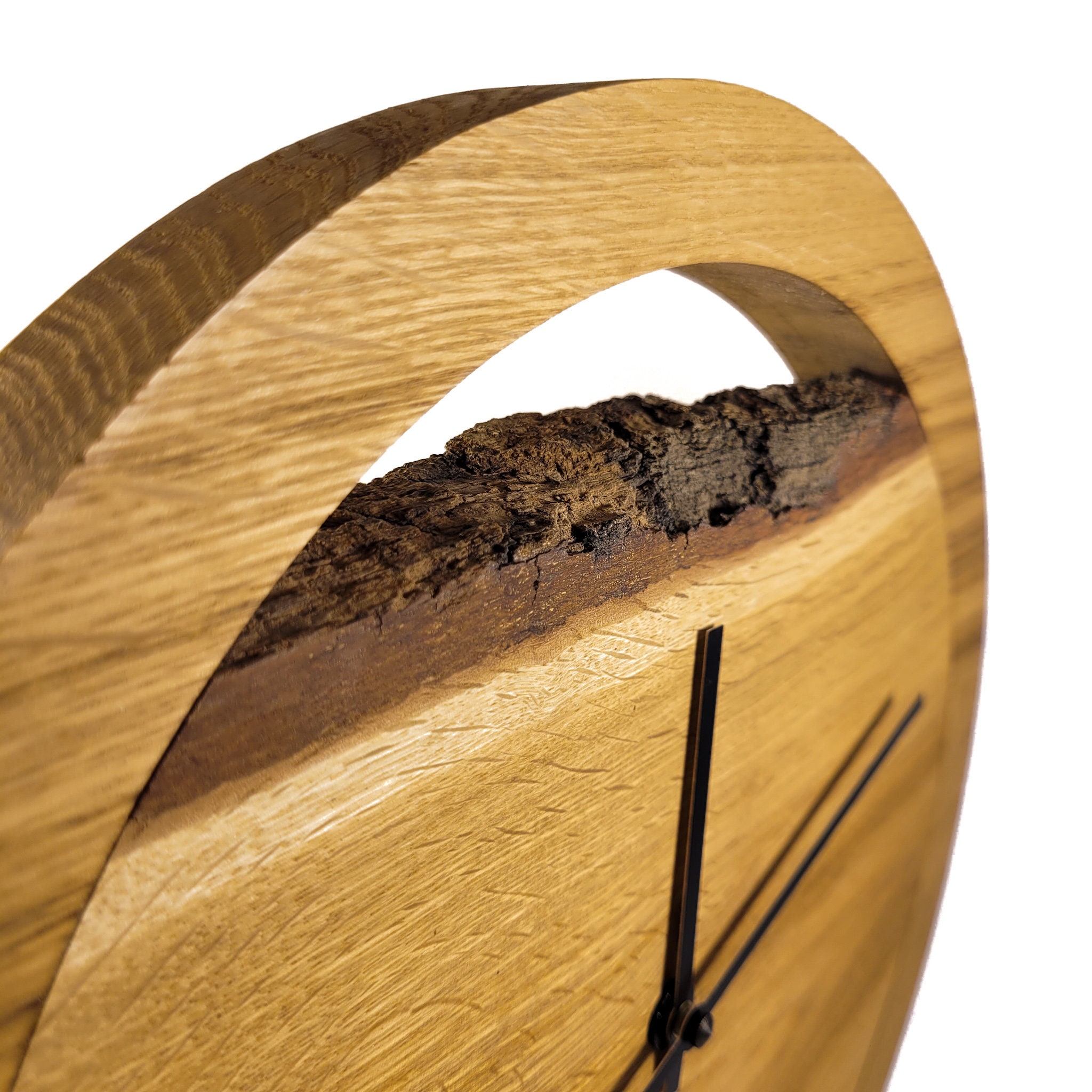 Modern Oak Wood Wall Clock 30 Cm Round Solid Wooden Clock Etsy
