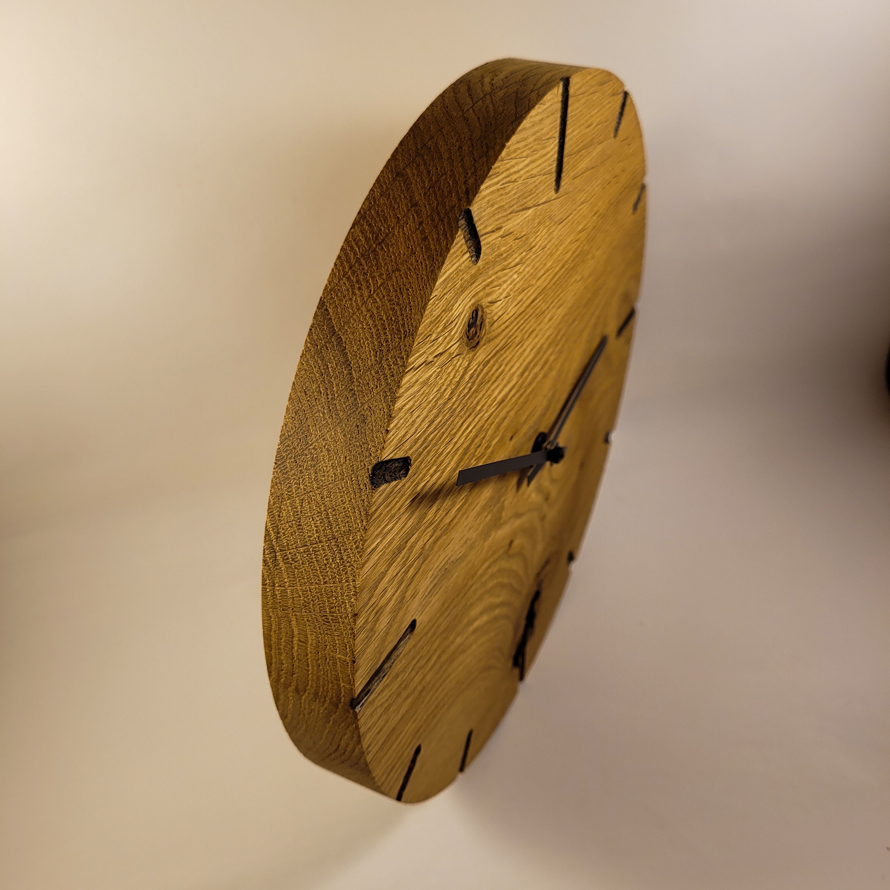 Oak Wood Wall Clock Wooden Clock Thick Solid Wood Clock Etsy