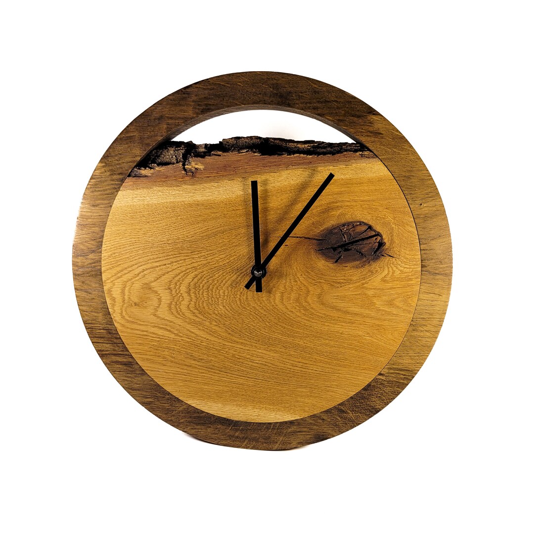 Solid Oak Wood Clock Live Edge Wood Clock Rustic Wood Clock Etsy