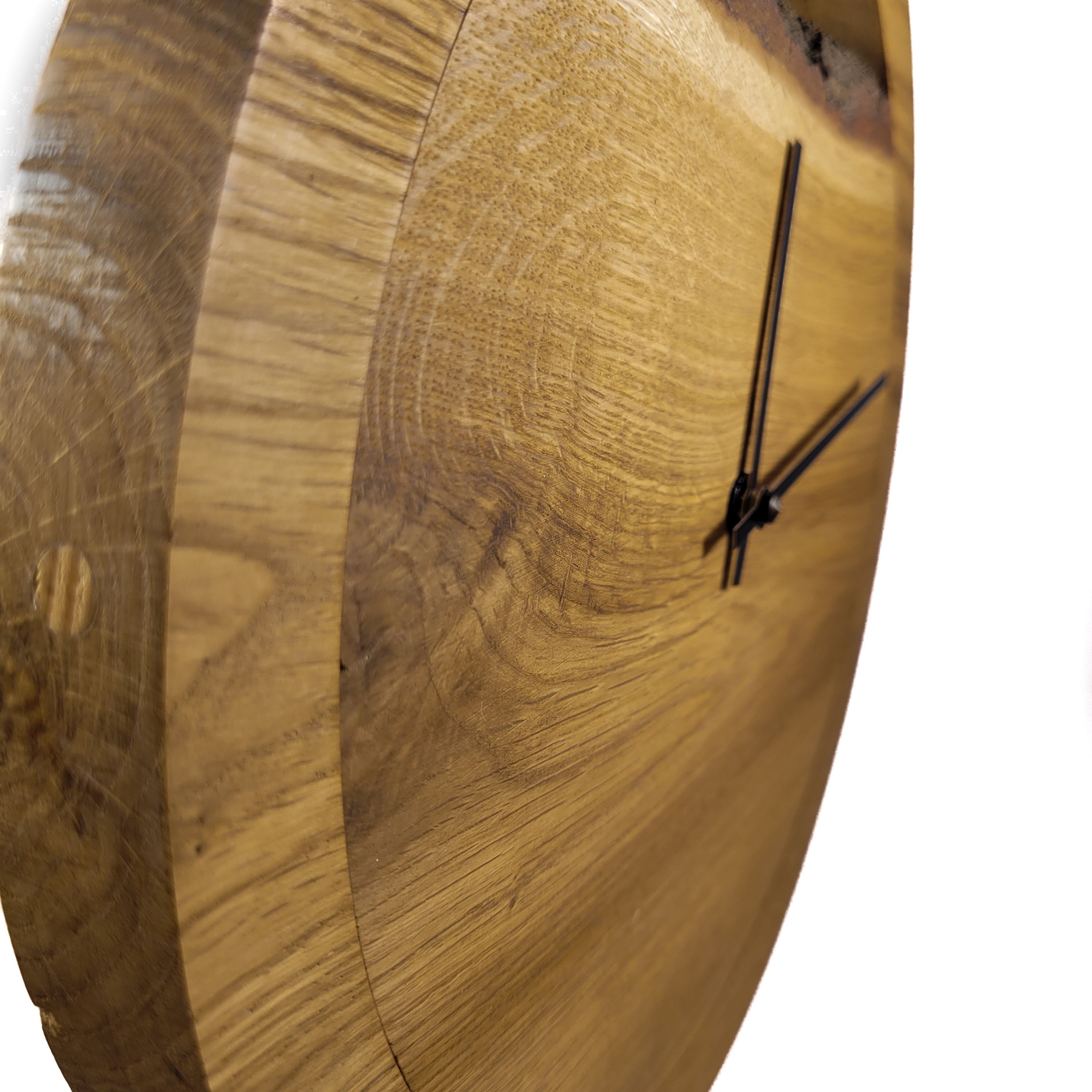 Modern Oak Wood Wall Clock 30 Cm Round Solid Wooden Clock Etsy