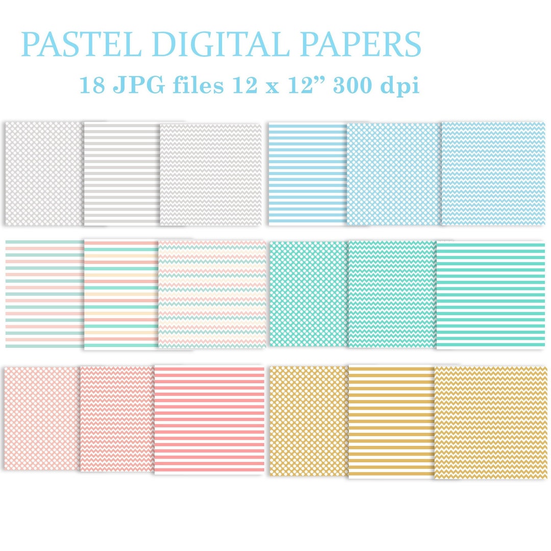 Pastel Digital Paper, Soft Digital Papers, Printable Wrapping Paper - Etsy