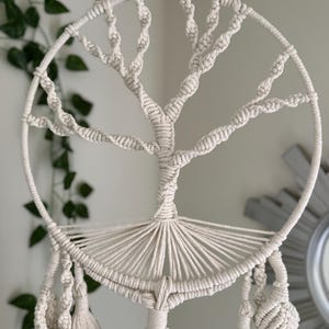 Cream Macrame Tree of Life Wall Hanging | Boho Plant Hanger | Spiritual Home Decor | Handmade Fiber Art | Sacred Symbol Gift Idea