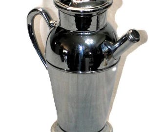 Vintage Chrom Art Deco Cocktailshaker mit Rezept-Zifferblatt