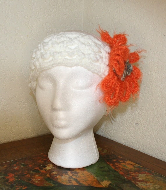 Vintage Hand Knitted Flower Headband