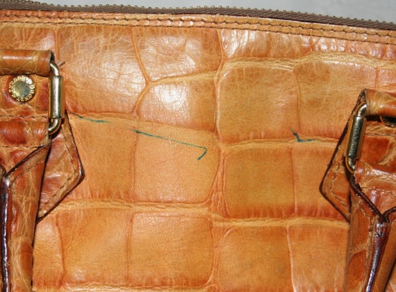 Beautiful Golden Embossed Large Crocodile Handbag… - image 6