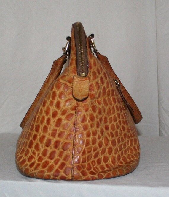 Beautiful Golden Embossed Large Crocodile Handbag… - image 2