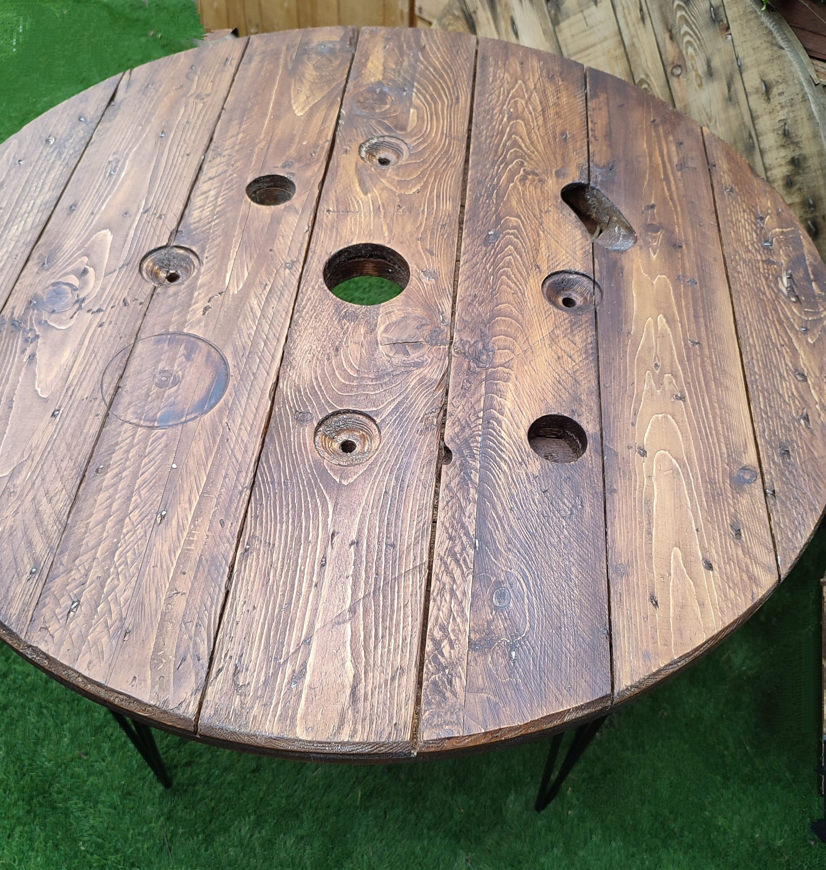Reclaimed Industrial & Rustic Style Table Top Round Made From Cable