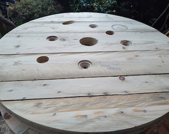 Sanded Cable Reel Table Top – Rustic Farmhouse Style (Without Legs)