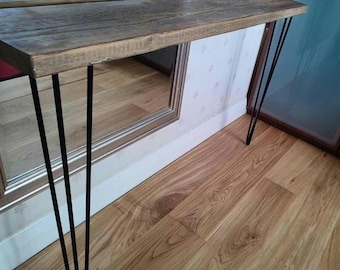 Handmade Reclaimed Timber Console Table - Black Hairpin Legs