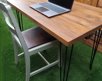 Rustic Wooden Desk/Table***-Work from home- Hairpin Leg Desk-Home Office-Industrial- Reclaimed Wood