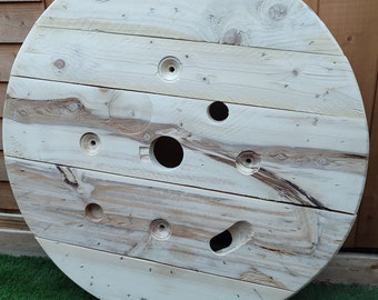 SANDED Ready For Stain Cable Reel Drum Top Industrial Rustic WITHOUT LEGS
