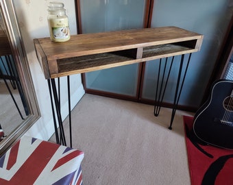 Unique Console Table Reclaimed Wood Rustic Farmhouse with storage "FreeDelivery"