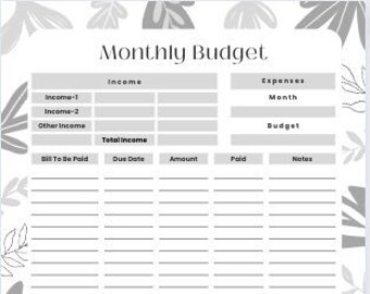 Budget Template Etsy