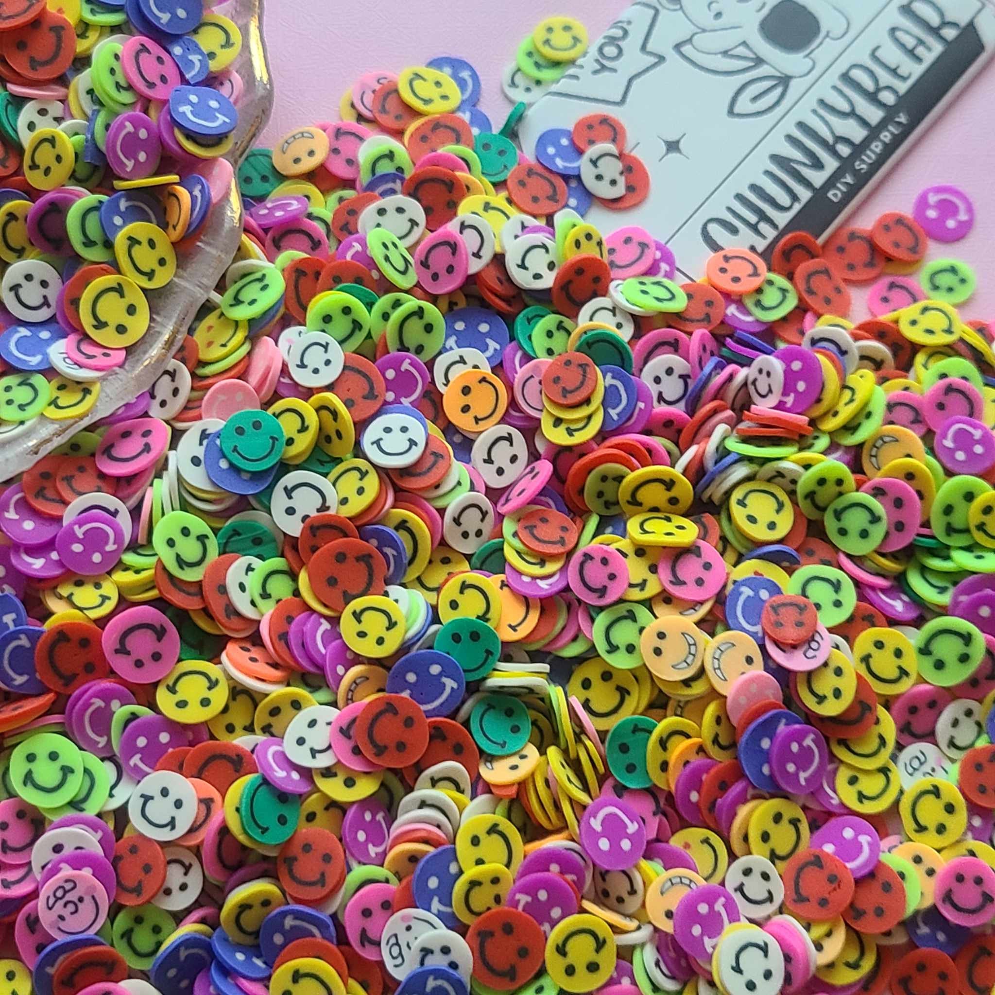 Pink Smiley Polymer Clay Flower Sprinkles, Fimo Fake Sprinkle Mix, Resin  Embellishment, Decoden Funfetti Jimmies, Easter Sprinkles, P108 