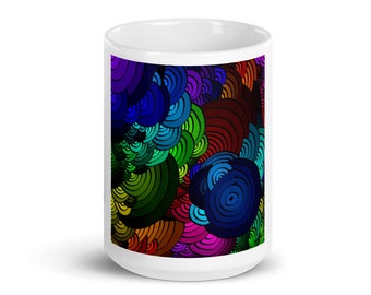 Abstract Geometric Circles Mug - Modern Coffee Cup