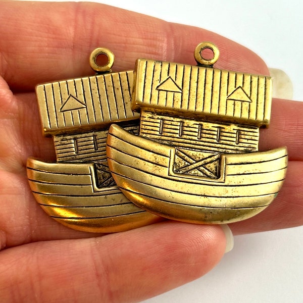 Lot of 2, Noahs Ark, Metal Stampings, Noahs Ark Jewelry, Noahs Ark, Noahs Ark Craft, Jewelry Making Supply