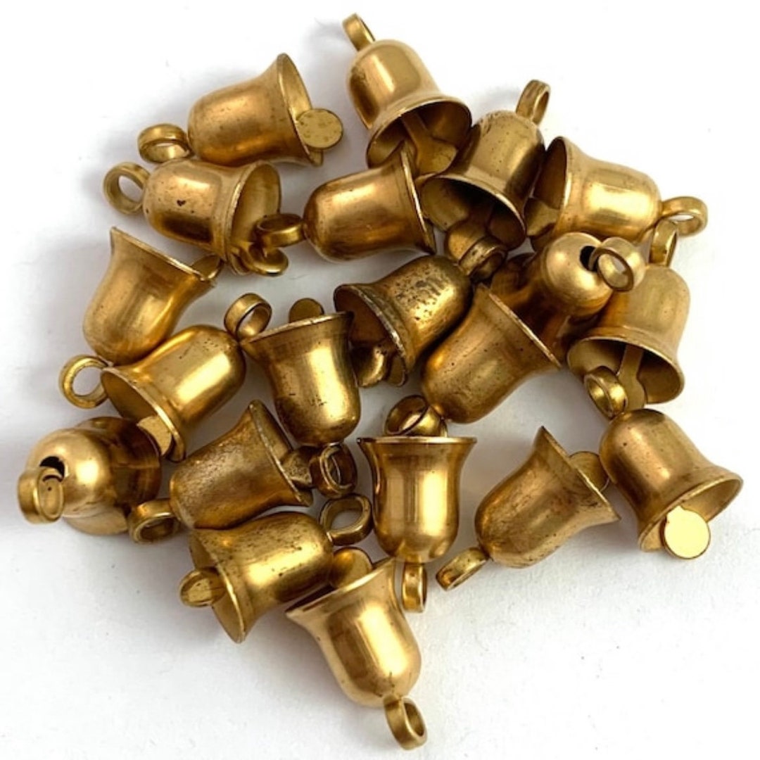 Vintage Bell Charm Lot, Tiny Bells, Brass Bell Charms, Vintage Jewelry Making Supply Lot, Charm