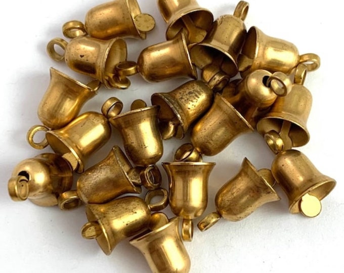 Vintage Bell Charm Lot, Tiny Bells, Brass Bell Charms, Vintage Jewelry