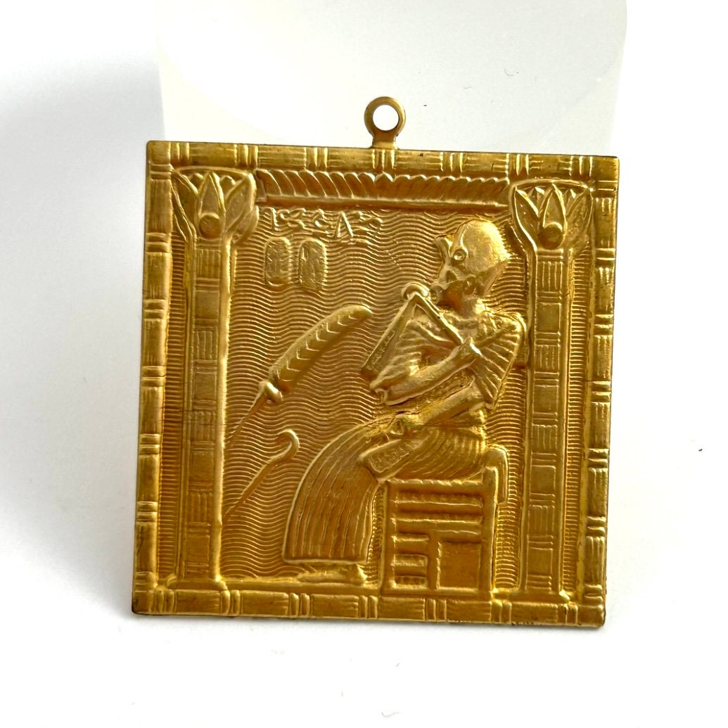Vintage Egyptian Charm Brass Metal Stamping Charm Egyptian Etsy