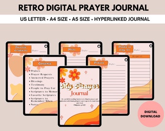 Diario di preghiera stampabile / Diario della fede digitale / Diario di preghiera Goodnotes / Devozionale retrò digitale stampabile in PDF / Diario della gratitudine